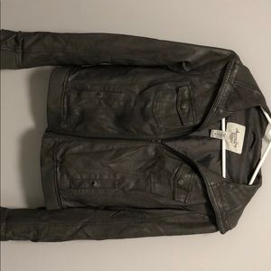 Gray leather jacket